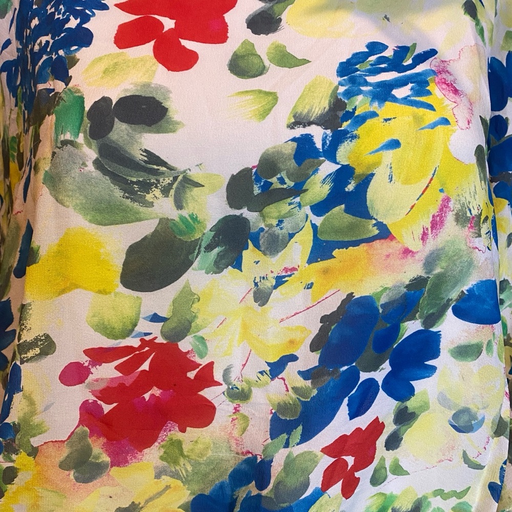 Alice+Olivia Silk Floral Blouse Top Cold Shoulder / Sleeve Cutout Sz Medium? EUC - Picture 2 of 7